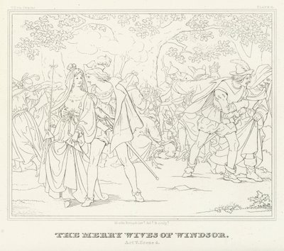 The Merry Wives of Windsor, Akt V, Scene 4 (gravering) af Friedrich August Moritz Retzsch