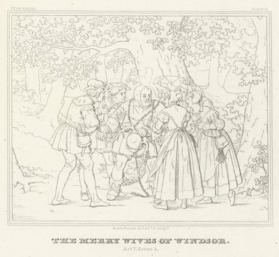 The Merry Wives of Windsor, Akt V, Scene 4 (gravering) af Friedrich August Moritz Retzsch