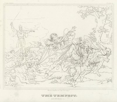 Stormen, akt IV, Scene 1 (gravering) af Friedrich August Moritz Retzsch