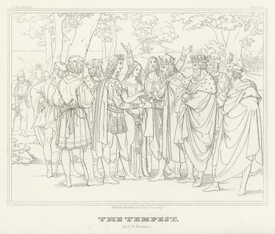 Stormen, Akt V, Scene 1 (gravering) af Friedrich August Moritz Retzsch