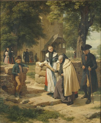 Brunswick-bønder går til en kirke, 1855. af Friedrich Eduard Meyerheim