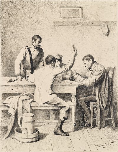 Soldater i at spille kortet af Friedrich Friedländer Ritter von Malheim