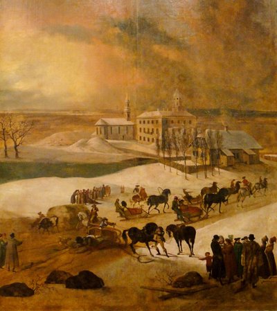 Vinterudsigt over Poltsamaa slot Detail, 1793 af Friedrich Hartmann Barisien