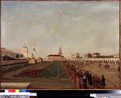 Den Røde Plads i Moskva. Maleri af Friedrich Hilferding (1710-1798), olie på lærred, ca. 1780. Tysk kunst fra 1700-tallet. Det russiske statsmuseum, Sankt Petersborg. af Friedrich Hilferding