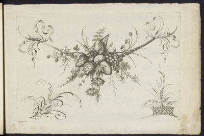 Festool van frugter, bladere og blomster En anden ny feston af blomster og frugter (serietitel) af Friedrich Jacob Morisson