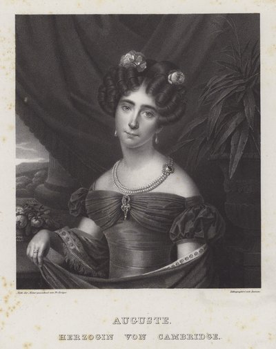 Augusta, hertuginde af Cambridge (litho) af Friedrich Jentzen