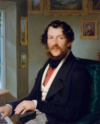 Portræt af en herre foran klaveret af Friedrich Johann Gottlieb Lieder