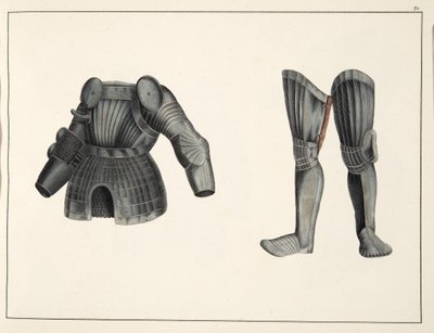 Rustning, plade fra A History of the Development and Customs of Chivalry, af Dr. Franz Kottenkamp, udgivet af Carl Hoffmann, 1842 af Friedrich Martin von Reibisch