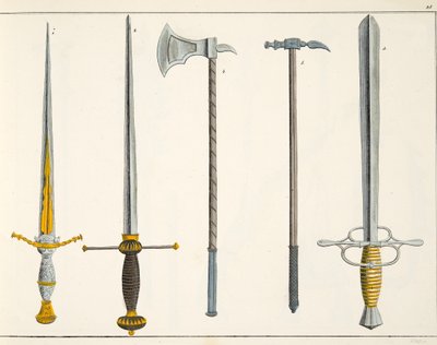 Sværd, plade fra "A History of the Development and Customs of Chivalry", af Dr. Franz Kottenkamp, udgivet af Carl Hoffmann, 1842 af Friedrich Martin von Reibisch
