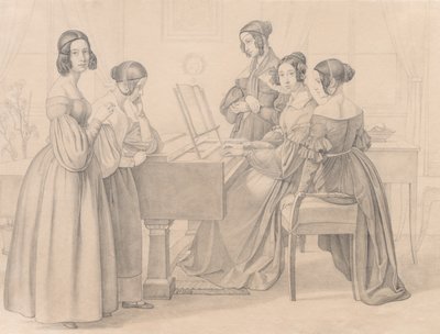 Musicale ved Prellers, 1838. af Friedrich Preller