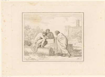 Tre unge mænd Scener fra hverdagen i Italien Figur, prese dal vero, ed incise a aqua forte (serietitel) af Friedrich Rehberg