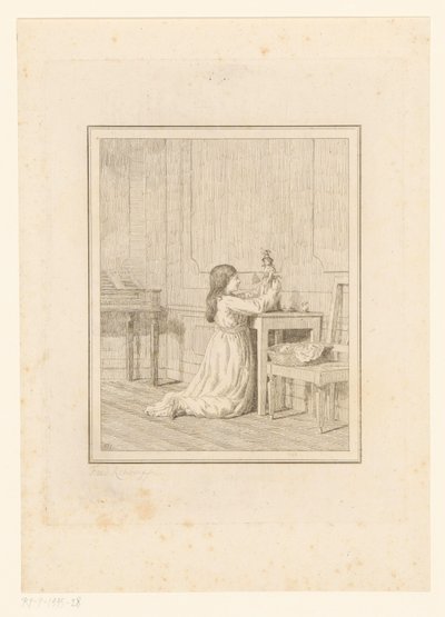 Pige med dukke Scener fra hverdagen i Italien (serietitel) Figur prese dal vero (serietitel på objekt) af Friedrich Rehberg
