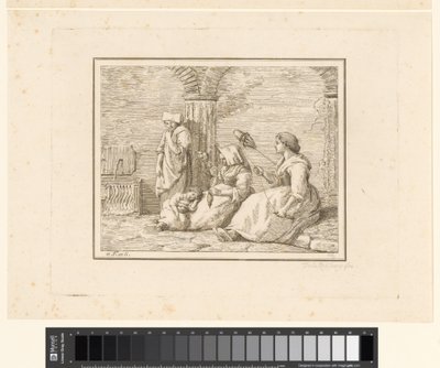 spindende kvinder Scener fra hverdagen i Italien (serietitel) Figur prese dal vero (serietitel på objekt) af Friedrich Rehberg