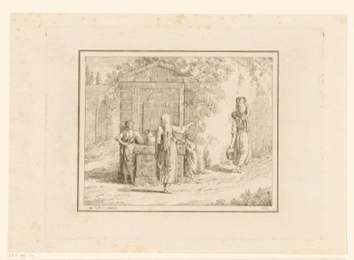 Kvinder ved vandbrønd Scener fra hverdagen i Italien (serietitel) Figur prese dal vero (serietitel på objekt) af Friedrich Rehberg