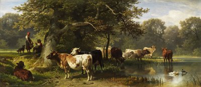Kvæg ved vandingsbakken af Friedrich Voltz