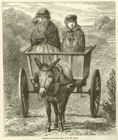 Børn i æselvogn (gravering) af Friedrich Wilhelm Keyl