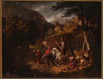 Den habsburgske legende: Grev Rudolf hjælper en præst over en flod af Friedrich Wilhelm Müller