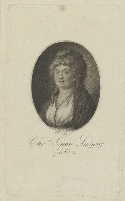 Portræt af forfatteren Christiane Sophie Ludwig, født Fritsche 1764-1815, ca. 1810 af Friedrich Wilhelm Nettling