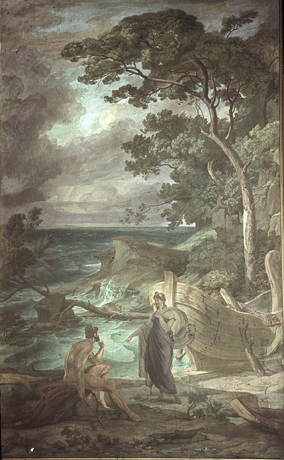 Ankomst af Odysseus til nymfen Calypso, Scener fra Odysseen af Friedrich the Elder Preller