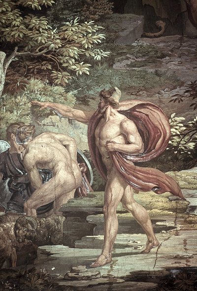 Flugt fra Cave of the Blinded Polyphemus, Scener fra Odysseen af Friedrich the Elder Preller