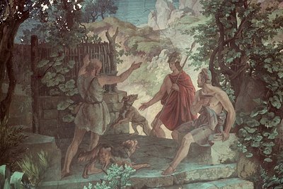 Odysseus hos svinehyrden Eumaeus, Scener fra Odysseen af Friedrich the Elder Preller