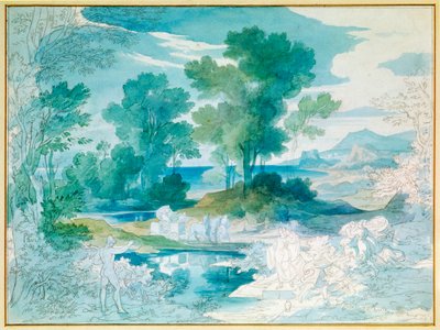 Odysseus og Nausicaa (akvarel) af Friedrich the Elder Preller