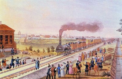 Ankomst af det første tog fra St. Petersborg til Tsarskoye Selo den 30. oktober 1837, 1837 af Friedrich von Martens