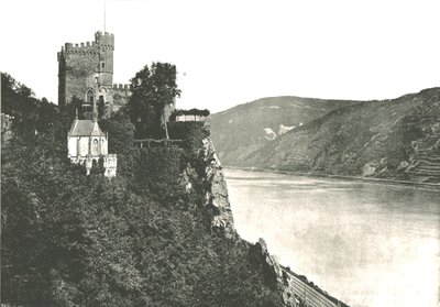 Rheinstein Slot ved floden Rhinen, Tyskland, 1895. af Frith and Co