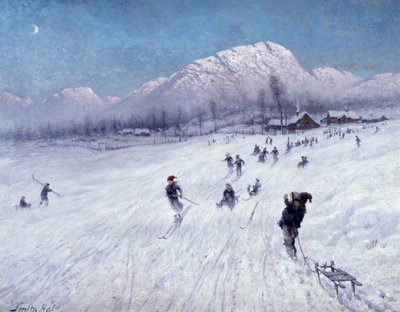 Vintereftermiddag under Ulriken (Bergen) (olie på lærred) af Frithjof Smith Hald