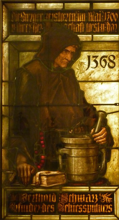 Berthold Schwarz, opfinder af krudt, 1368 af Fritz Geiges