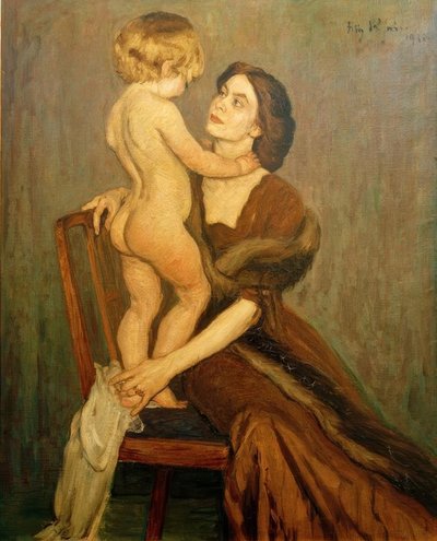 Dame med barn af Fritz Rhein