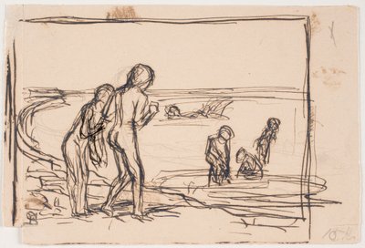 Badende børn på stranden af Fritz Syberg