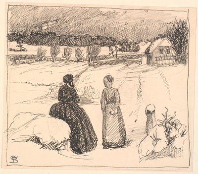 Der ude i Sneen sad en Kone i lange sorte Klæder... af Fritz Syberg