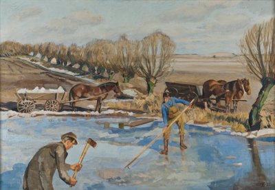 Gårdmænd henter is, 1927 af Fritz Syberg