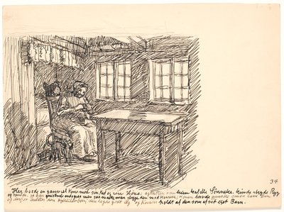 Her boede en gammel Kone med sin Kat og sin Høne... af Fritz Syberg