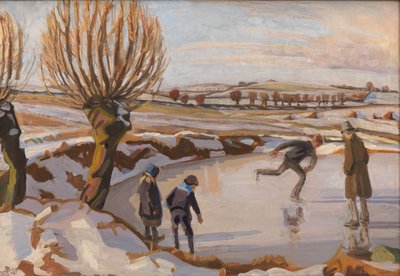 Vinteren er kommet. Landskab med skøjteløbere af Fritz Syberg