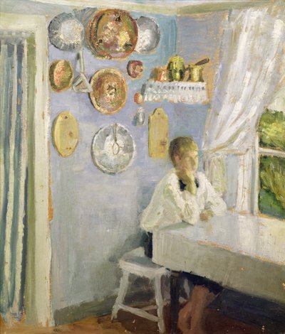 Harald ved morgenbordet, ca. 1900 (olie på panel) af Fritz Thaulow