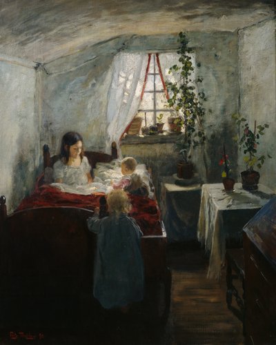 Interiør med børn af Fritz Thaulow