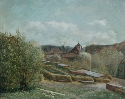 Landskab med Oslo Hospital, ca. 1880 (maleri) af Fritz Thaulow