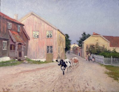 Gade i Hokksund af Fritz Thaulow
