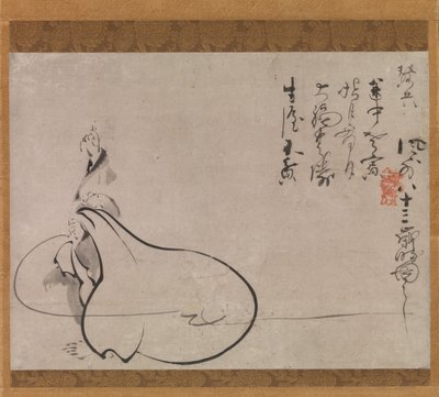 Hotei peger på månen, 1650. af Fugai Ekun