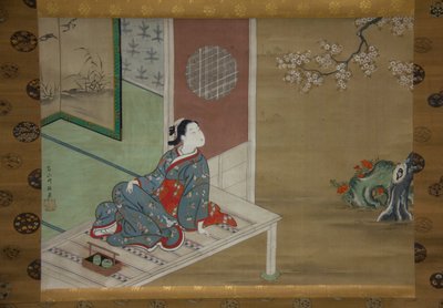 Courtesane hviler på verandaen, 1700-tallet. af Furuyama Moromasa