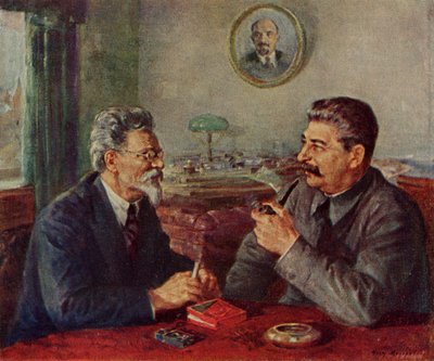 Josef Stalin (1879-1953)  Mikhail Ivanovitch Kalinin (1875-1946) af Fyodor Alexandrovich Modorov
