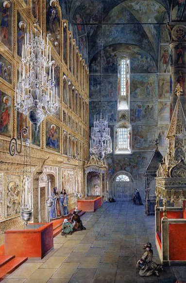 Interiør af Assumption Cathedral i Moskva Kreml, 1819 af Fyodor Alexeyev