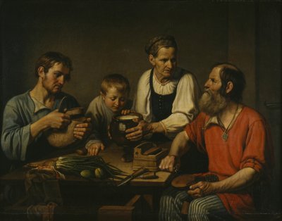 Bondefamilie før middag, 1824 af Fyodor Grigoryevich Solntsev