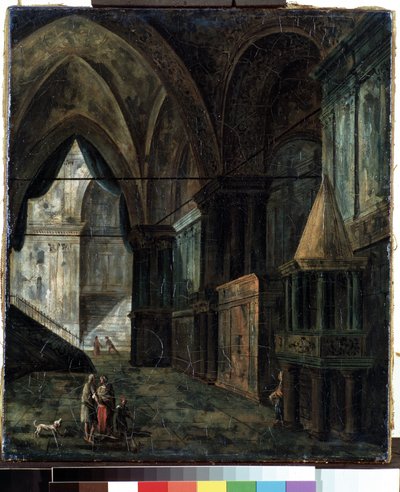 I en katedral (I en katedral). Maleri af Fjodor Yakovlevich Alexeev (1753-1824). Olie på lærred, 35,5 x 30,5 cm af Fyodor Yakovlevich Alexeev