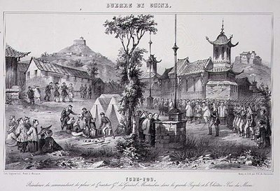 General Montaubans kvarter i den store pagode i Tche Fou, fra "Krigen i Kina af G.C. de Fortavion