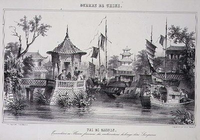 Udsigt over Kanton, der viser kvindelige sømænd i deres sampans, fra 