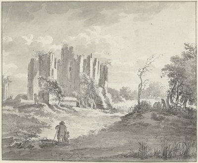 Landskab med ruiner og nogle bønder af G.F. Buijs (possibly)