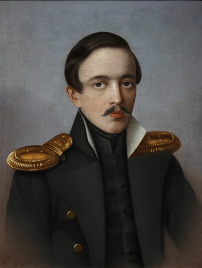 Portræt af digteren Mikhail Lermontov 1814-1841, 1887 af G.F. Krylov